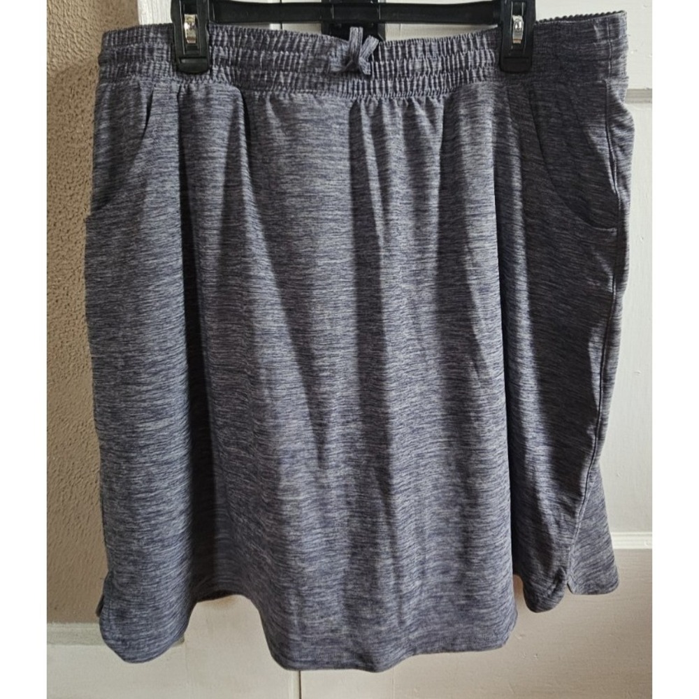 DULUTH blue heather skort elastic waistband w/drawstring pockets woman XL